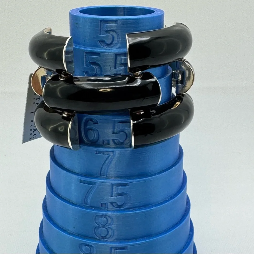 White House Black Market Black Enamel Bracelet Magnetic Clasp Bold Chunky
